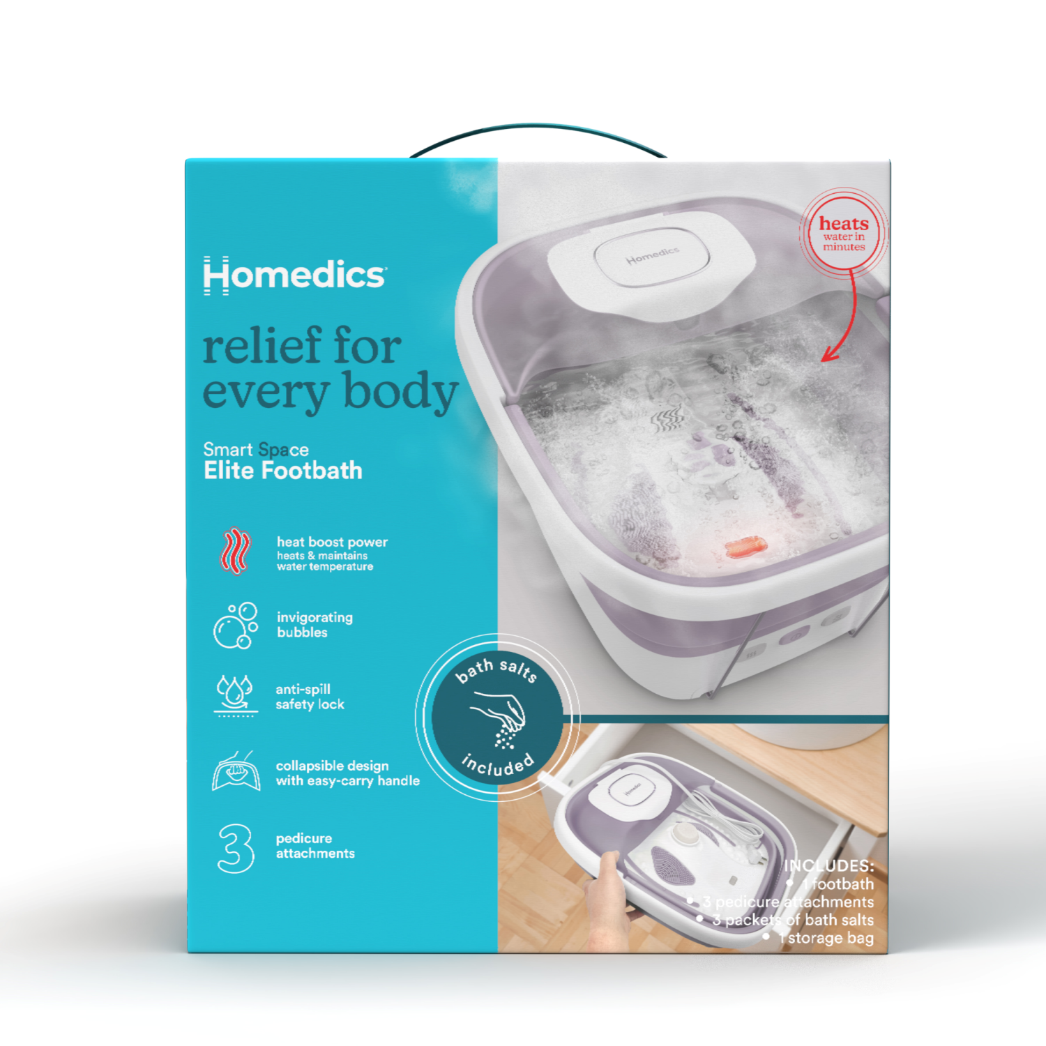 slide 1 of 1, Homedics® Smart Space Deluxe Footbath With Heat Boost, 1 ct