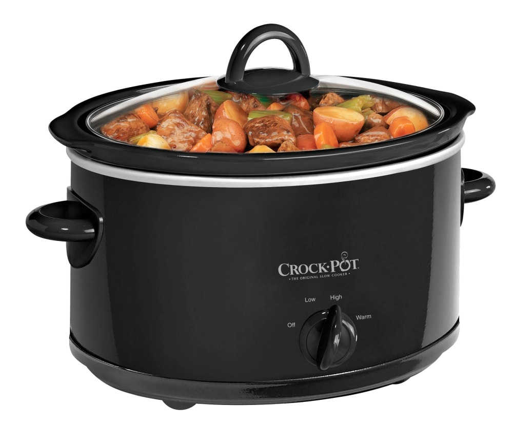 slide 1 of 1, Crock-Pot Black Manual Slow Cooker, 4 qt