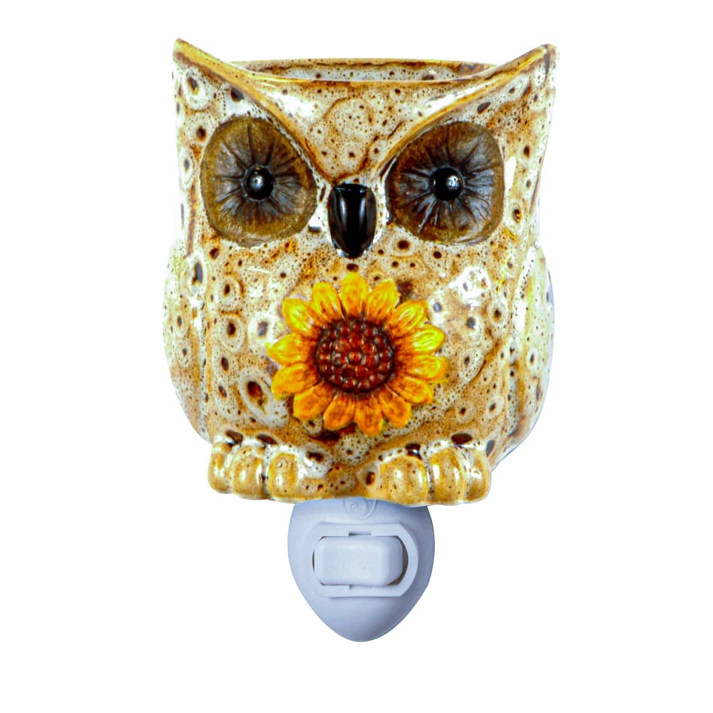 slide 1 of 1, Oak & Rye Spotted Owl Mini Wax Warmer - Brown/White, 1 ct