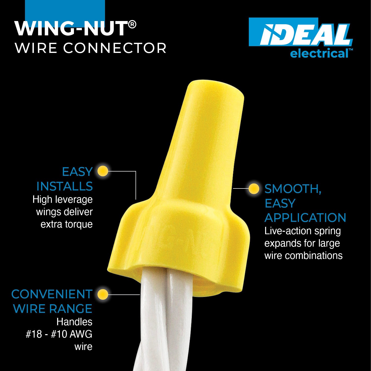 slide 2 of 6, IDEAL Wing Wire Connectors Yellow ( 100 -Pack ), 1 ct