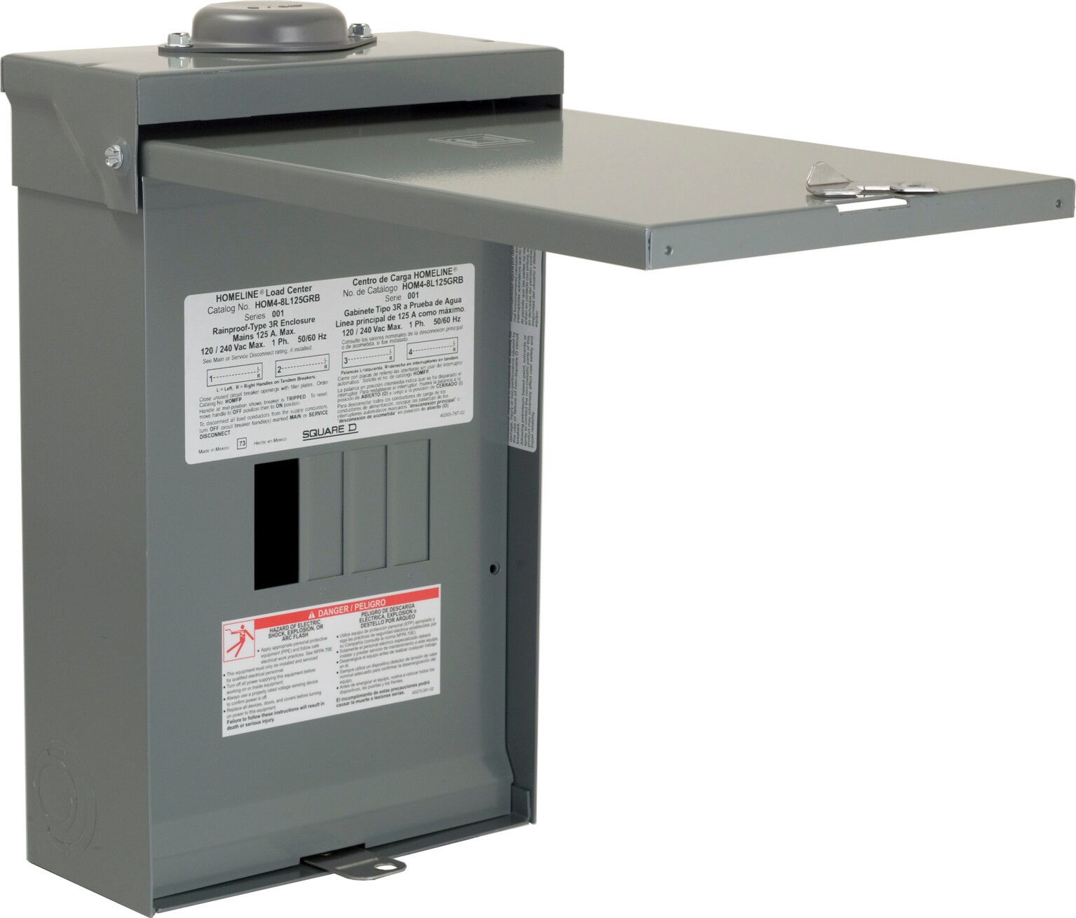 slide 6 of 6, Square D Homeline 125 -Amp 4 -Spaces 8 -Circuit Outdoor Convertible Main Lug Plug-On Neutral Load Center, 1 ct