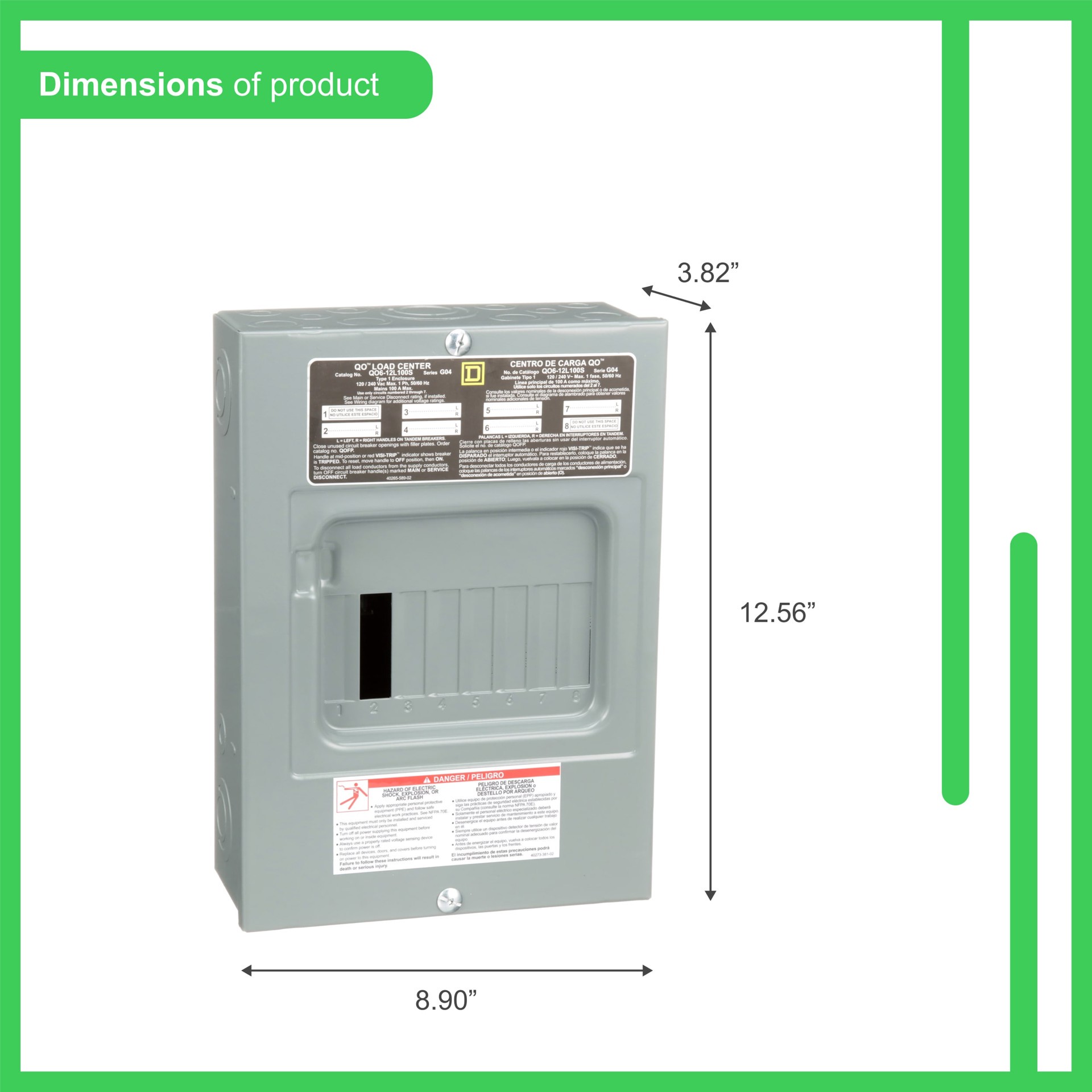 slide 3 of 5, Square D 100 -Amp 6 -Spaces 12 -Circuit Indoor Main Lug Load Center, 1 ct