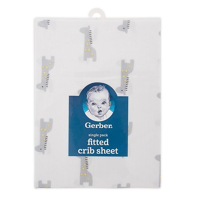 slide 1 of 1, Gerber Giraffe Cotton Fitted Crib Sheet - Grey/White, 1 ct