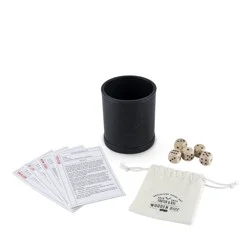 Foster & Rye Dice Drinking Game Set for Adults with Game Instruction Cards, Wood Dice, Faux Leather Dice Cup and Canvas Storage Pouch