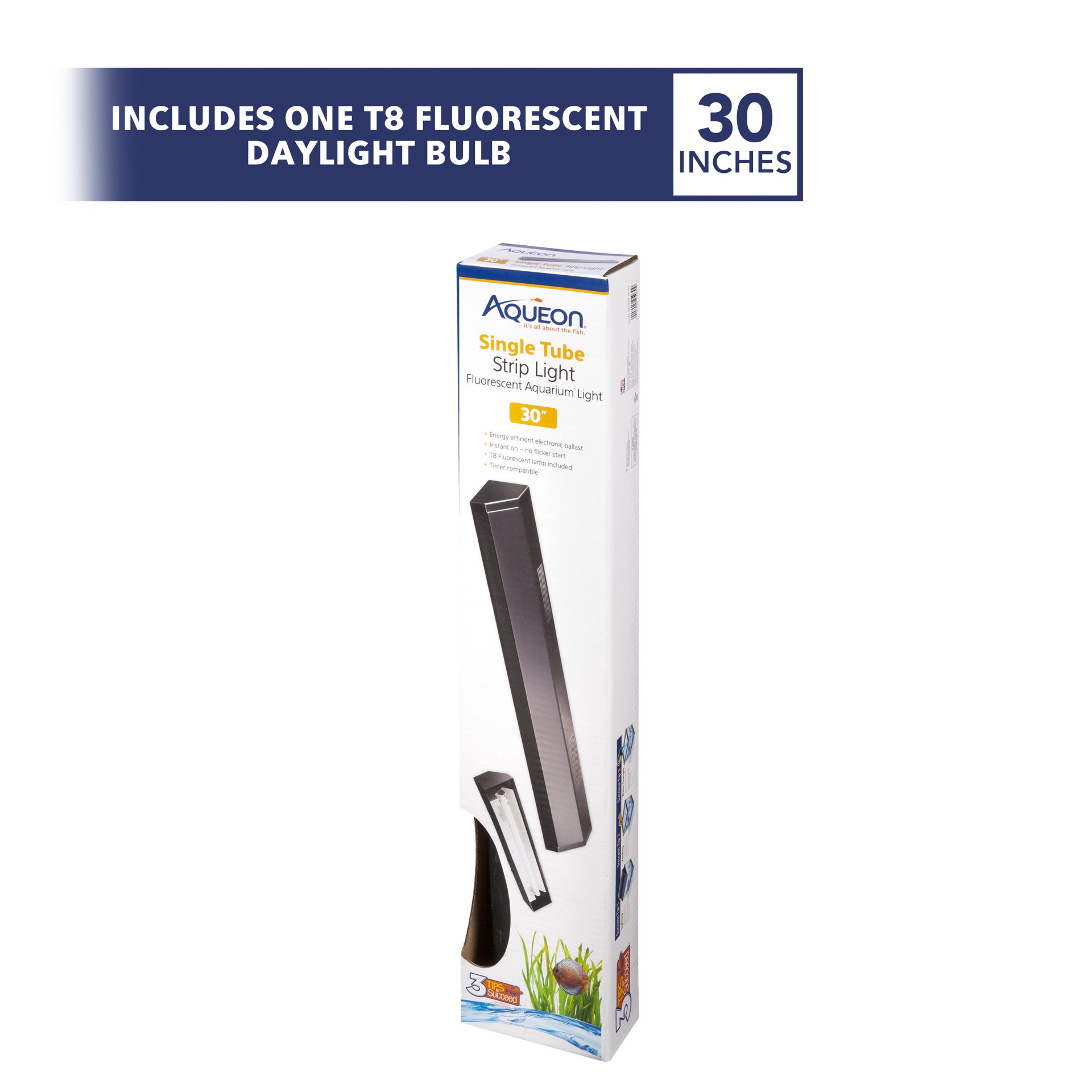 slide 3 of 4, Aqueon T8 Fluorescent Strip Lights Black 30 Inches, 30 in