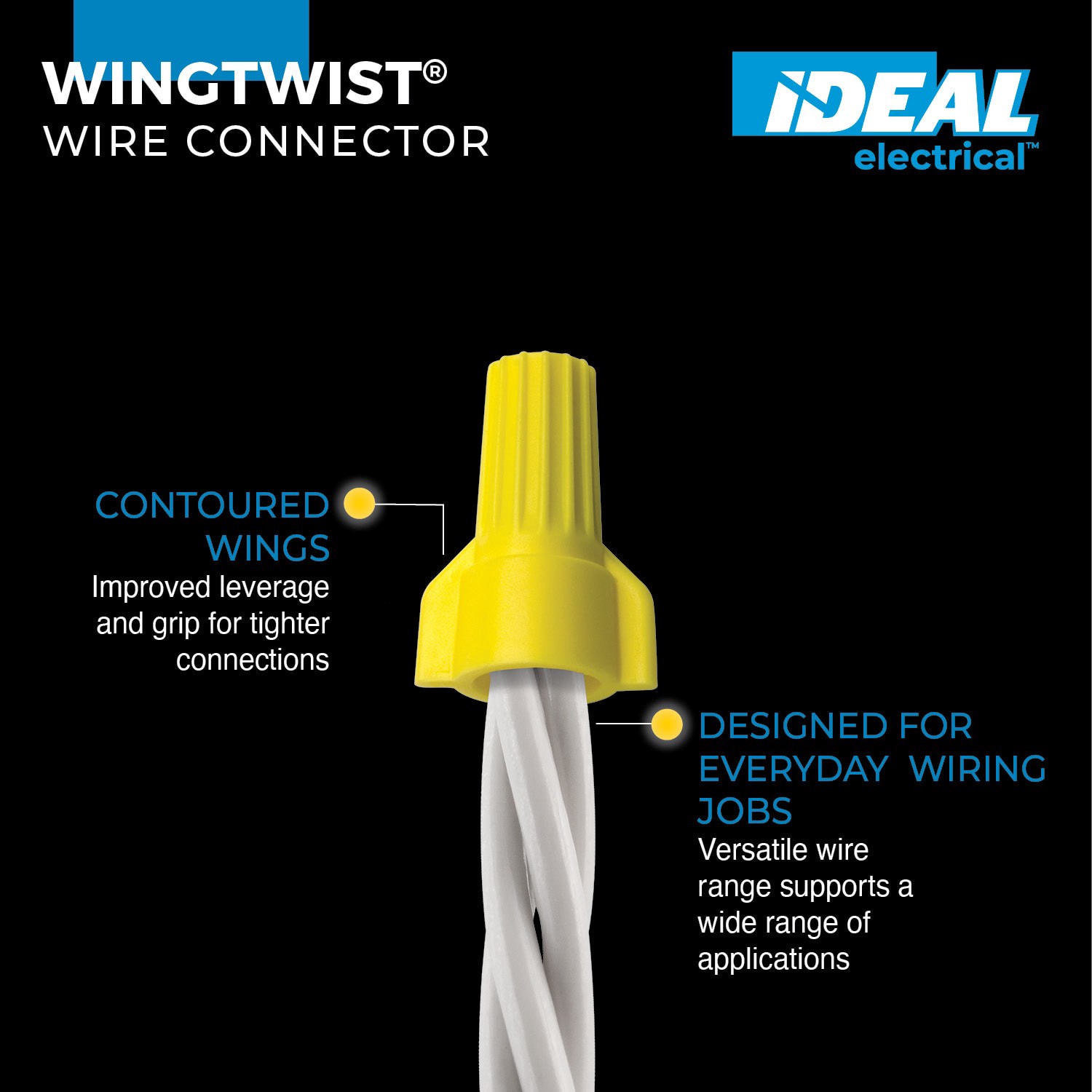 slide 2 of 6, IDEAL Wing Wire Connectors Yellow ( 25 -Pack ), 1 ct