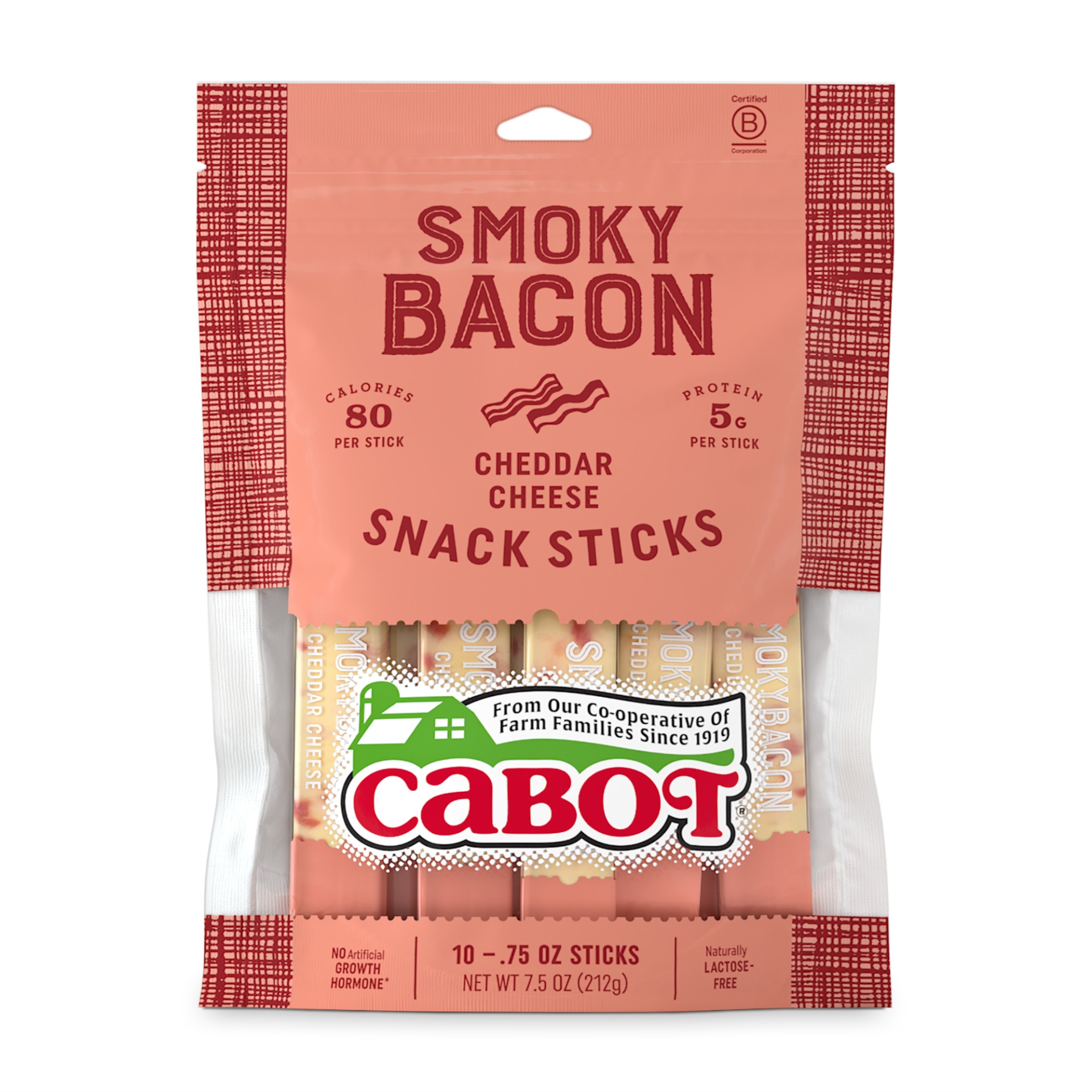 slide 1 of 1, Cabot Bacon Cheddar Cheese Snack Sticks, 7.5 oz
