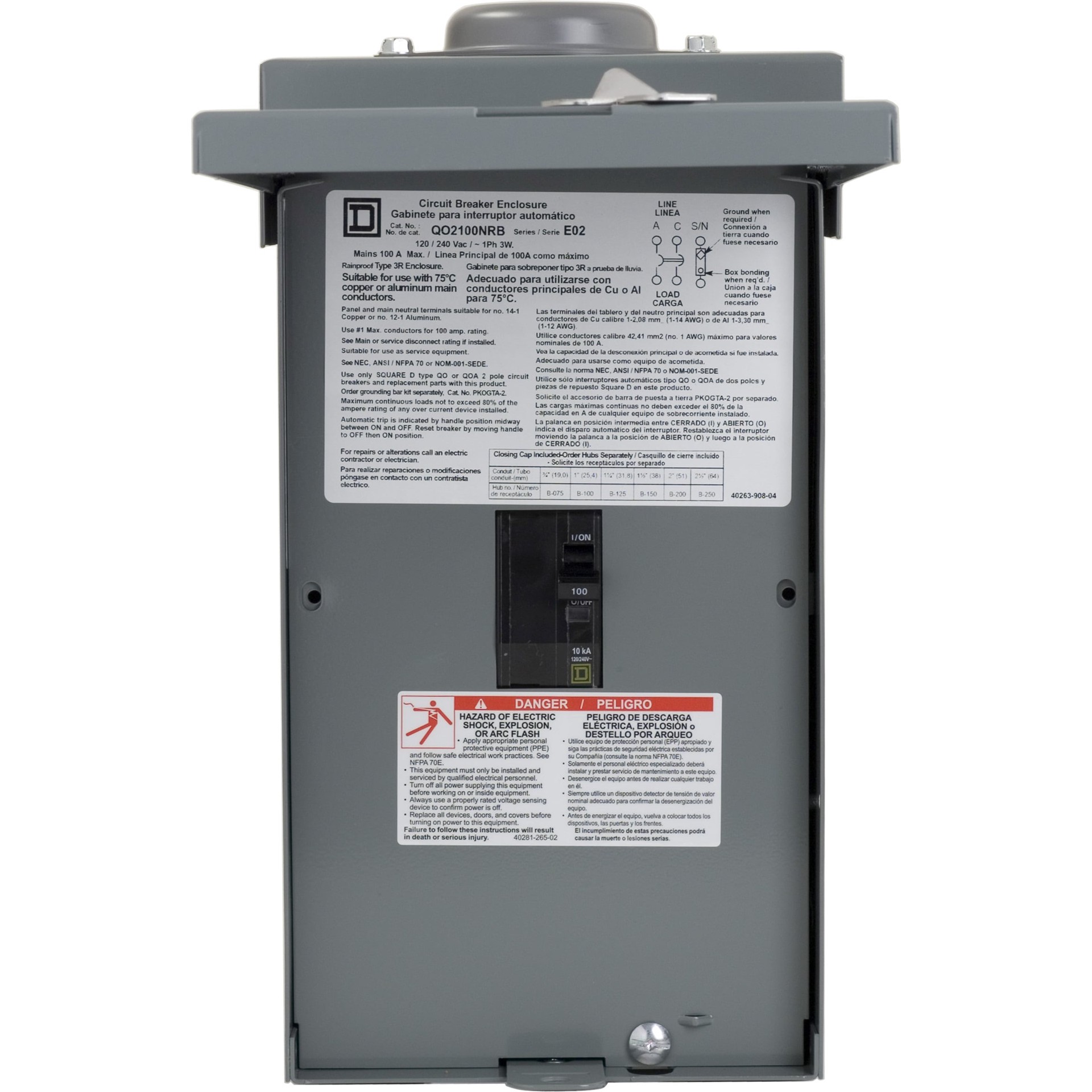 slide 3 of 5, Square D QO 100 Amp Single phase (120V/240V) Fusible Outdoor General-duty Enclosed circuit breaker Disconnect, 1 ct