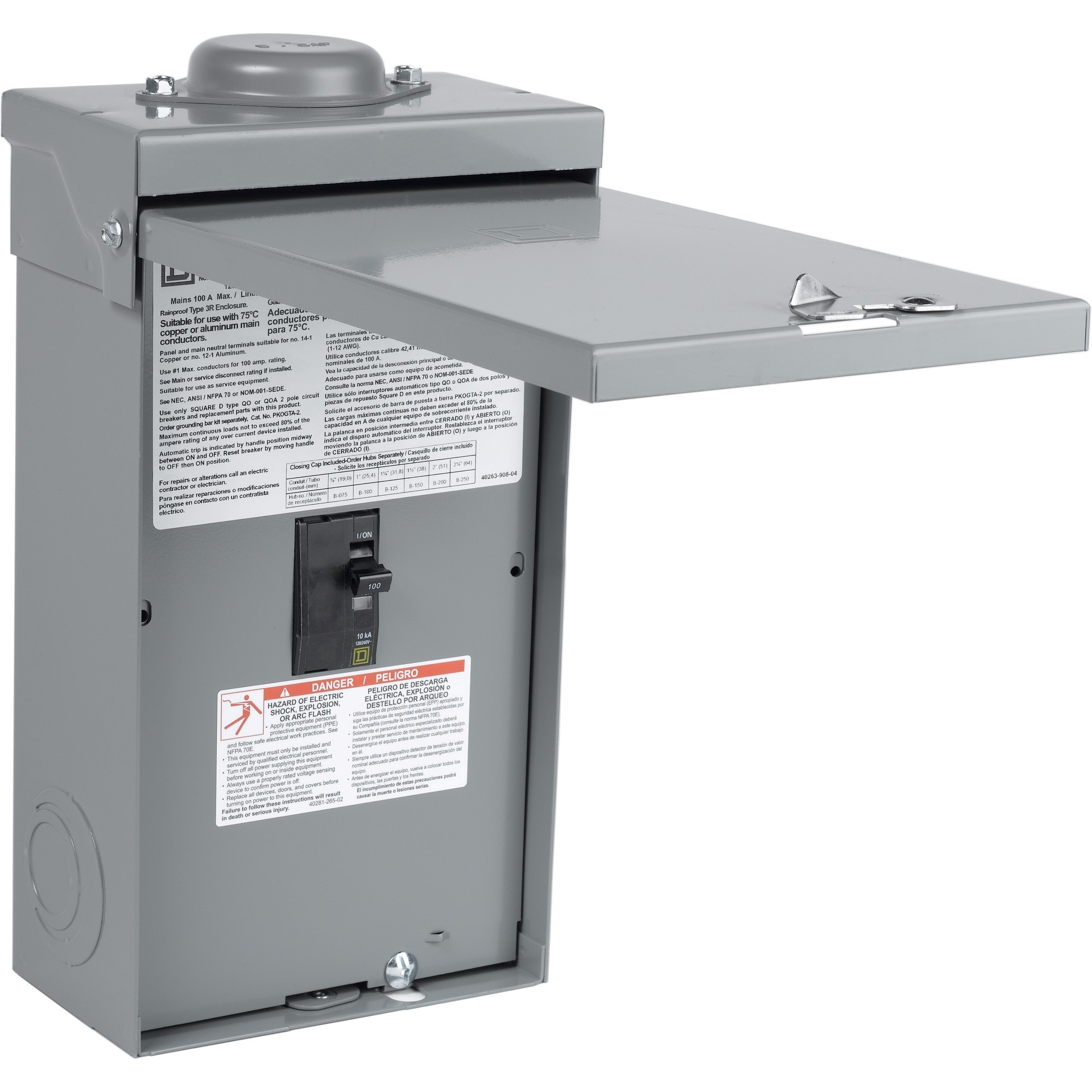 slide 4 of 5, Square D QO 100 Amp Single phase (120V/240V) Fusible Outdoor General-duty Enclosed circuit breaker Disconnect, 1 ct