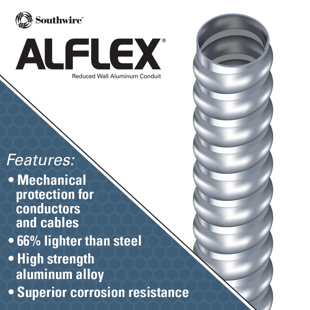 slide 4 of 4, Southwire 3/4-in x 25.0-ft Silver Alflex RWA Metallic Flex Conduit, 1 ct