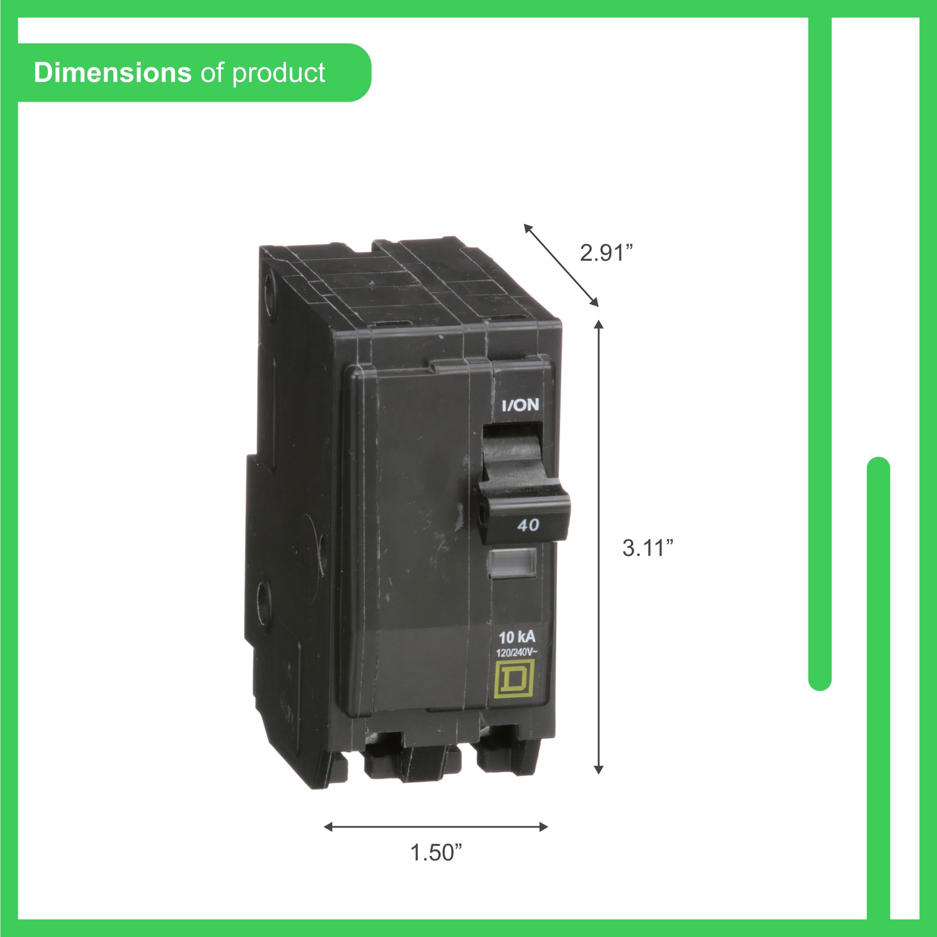 slide 3 of 4, Square D QO 40-amp 2 -Pole Standard trip Circuit Breaker, 1 ct