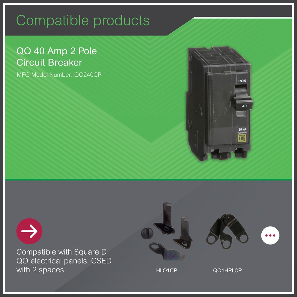 slide 4 of 4, Square D QO 40-amp 2 -Pole Standard trip Circuit Breaker, 1 ct