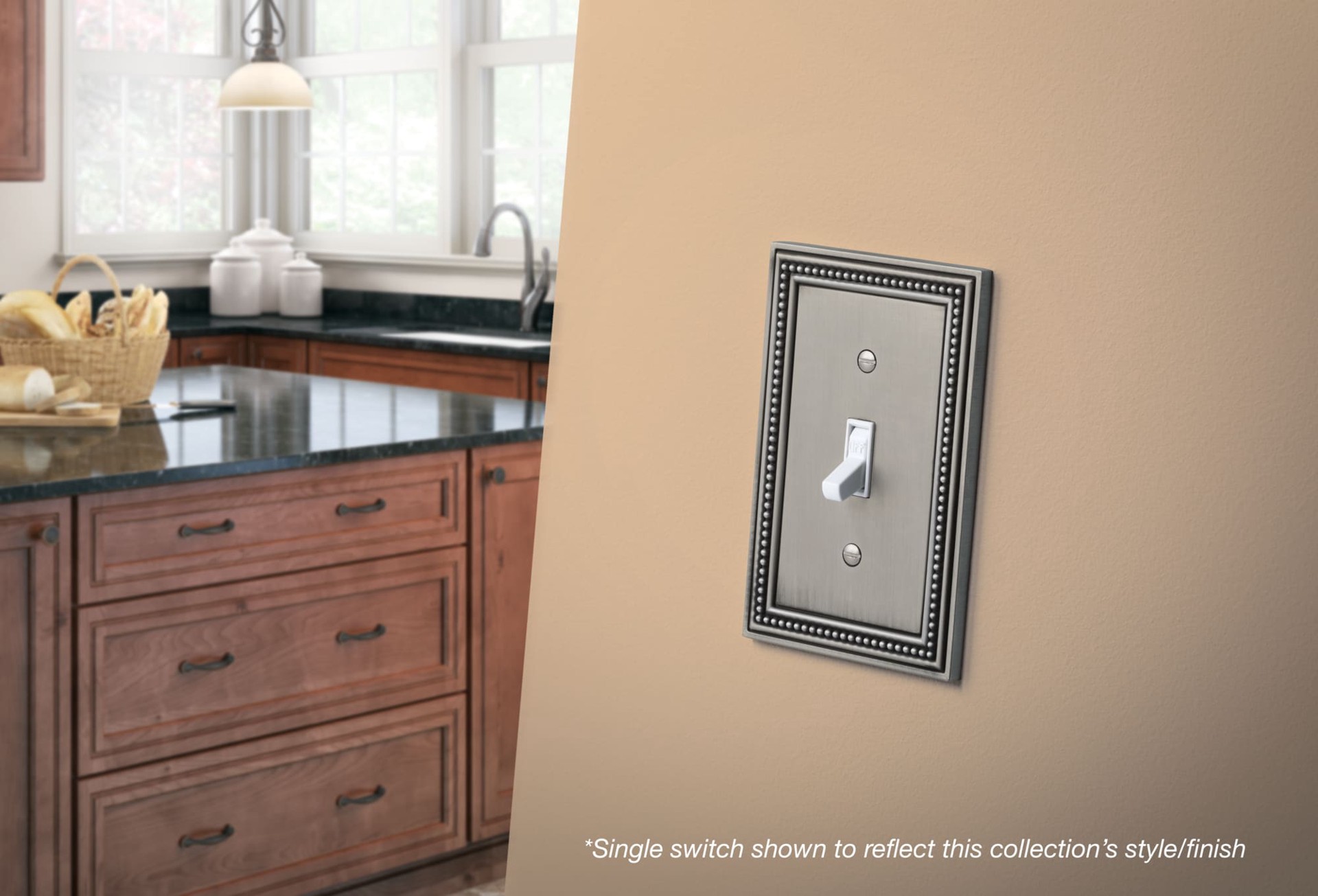 slide 2 of 6, allen + roth Beaded 2 -Gang Midsize Size Brushed satin pewter Metal Indoor Decorator Wall Plate, 1 ct