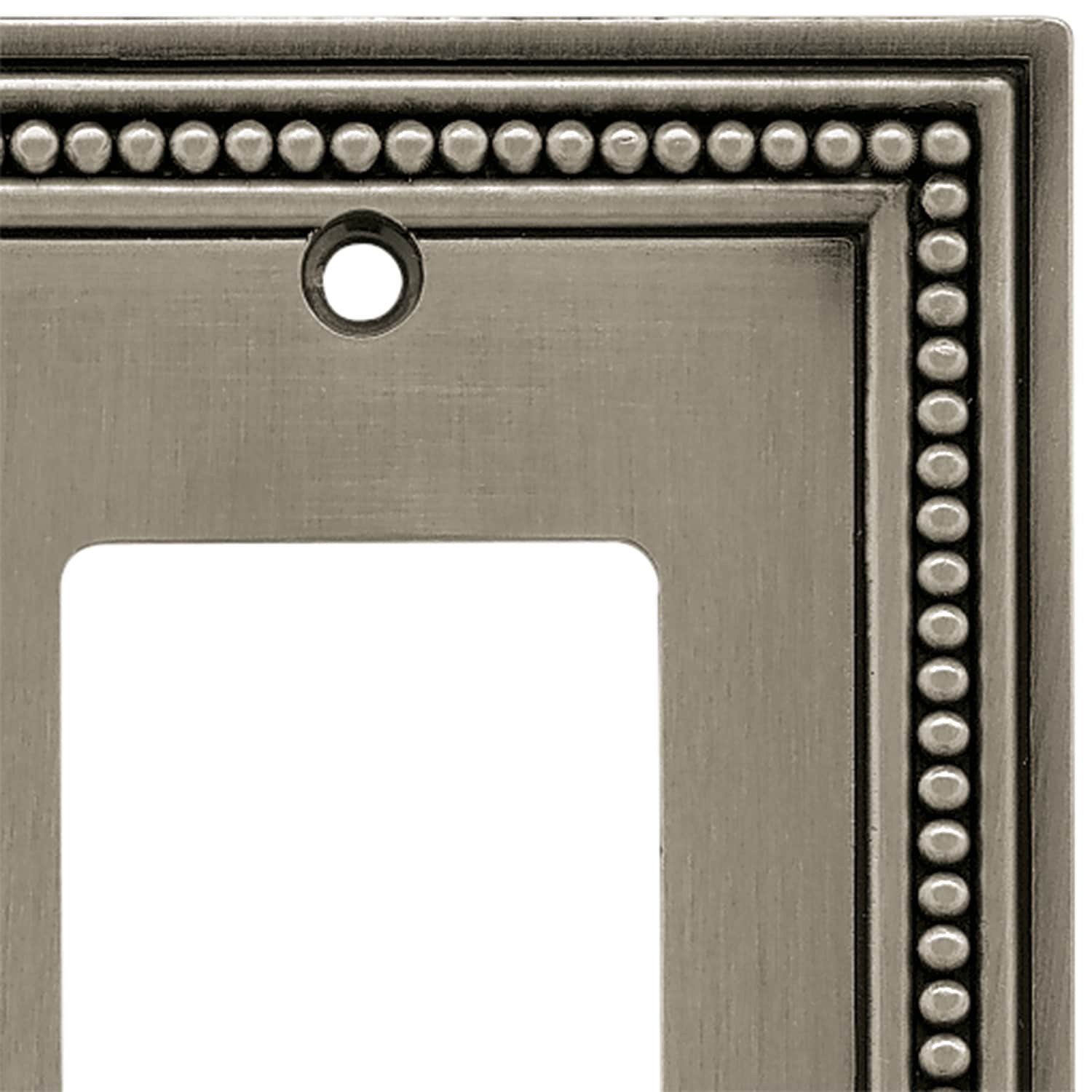 slide 3 of 6, allen + roth Beaded 2 -Gang Midsize Size Brushed satin pewter Metal Indoor Decorator Wall Plate, 1 ct