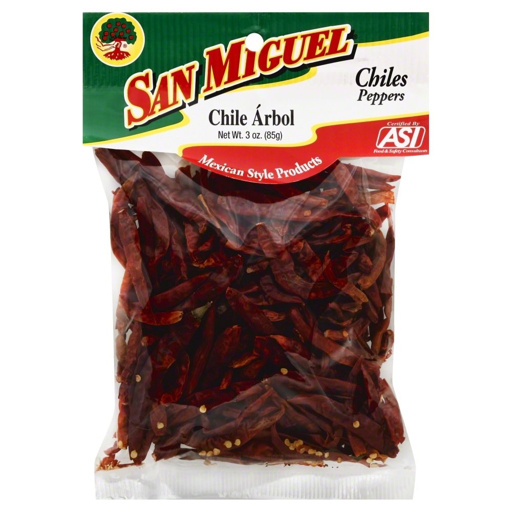 slide 1 of 1, San Miguel Chile Arbol Dried Peppers, 3 oz