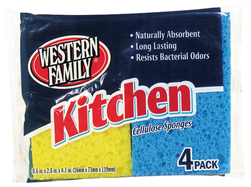 slide 1 of 1, Western Family Kitchen Sponges, 4 ct