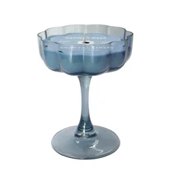 Nature's Mark Stem Glass Candle - Blue