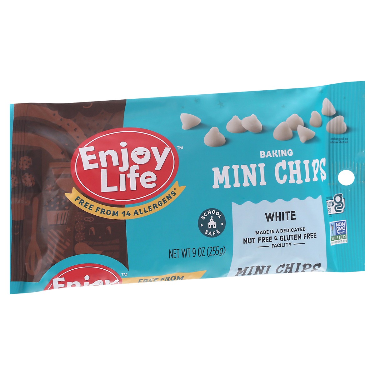slide 8 of 9, ENJOY LIFE NATURAL BRANDS LLC Baking Chocolate 3D - Mini Chips - White Chocolate Film Enjoy Life Redesign 9oz - 255g English, 9 oz
