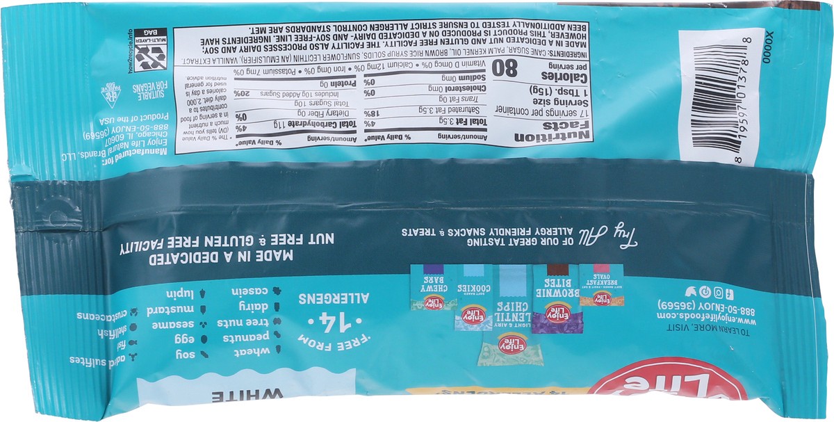 slide 7 of 9, ENJOY LIFE NATURAL BRANDS LLC Baking Chocolate 3D - Mini Chips - White Chocolate Film Enjoy Life Redesign 9oz - 255g English, 9 oz