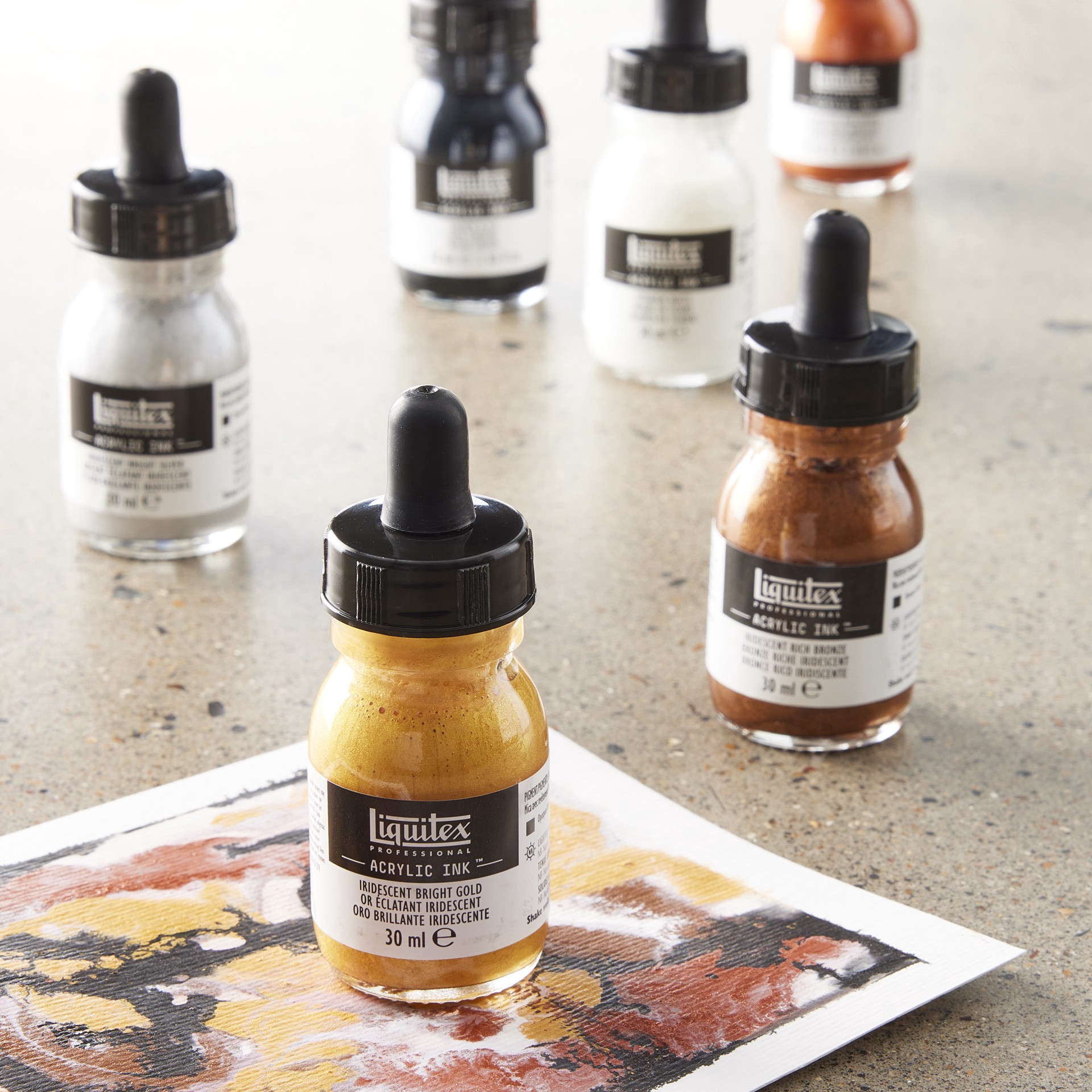 slide 3 of 3, Liquitex Professional Acrylic Ink Metallic Set, 1 fl oz