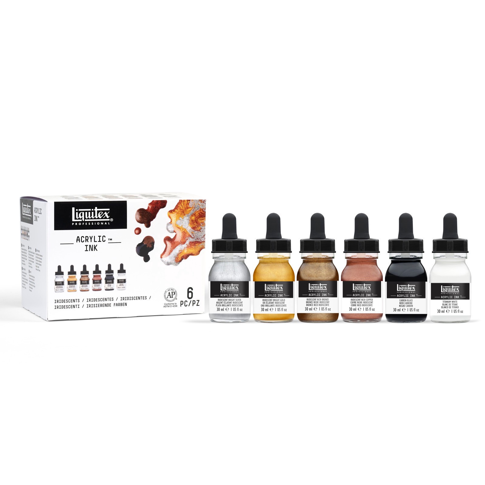 slide 2 of 3, Liquitex Professional Acrylic Ink Metallic Set, 1 fl oz