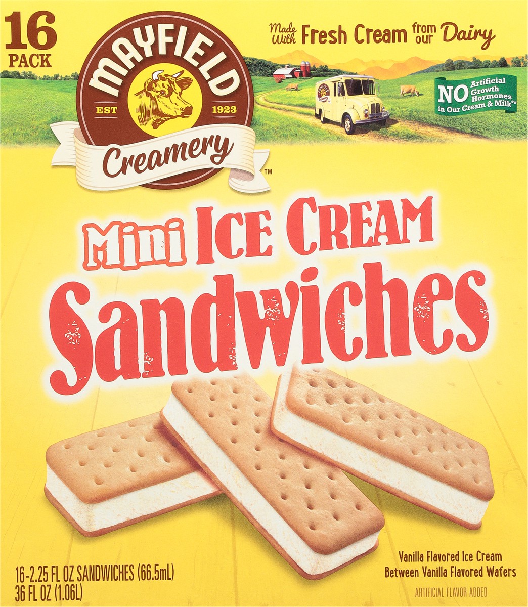 slide 2 of 9, Mayfield Creamery Mini Vanilla Ice Cream Sandwiches 16 - 2.25 fl oz Packs, 16 ct