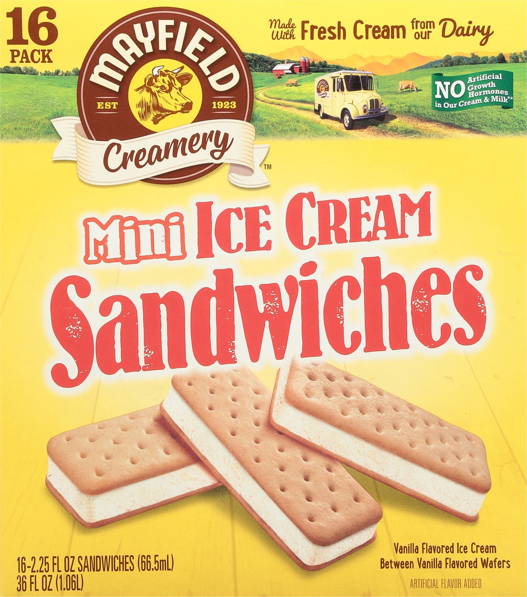 slide 4 of 9, Mayfield Creamery Mini Vanilla Ice Cream Sandwiches 16 - 2.25 fl oz Packs, 16 ct