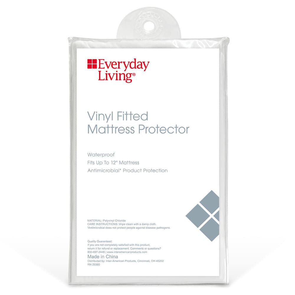 slide 1 of 1, Everyday Living Vinyl Antimicrobial Fitted Mattress Protector, Queen Size