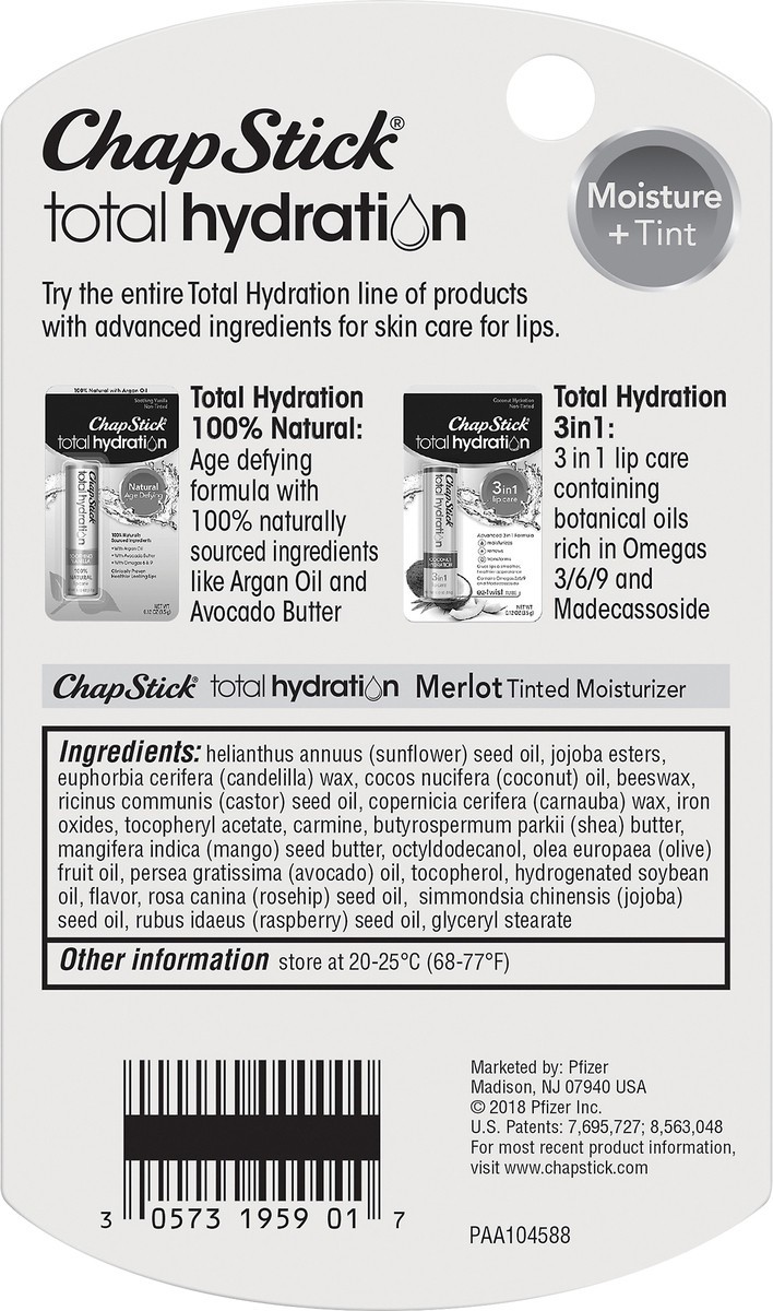 slide 4 of 10, ChapStick Total Hydration Merlot Moisture + Tint 0.12 oz, 0.12 oz