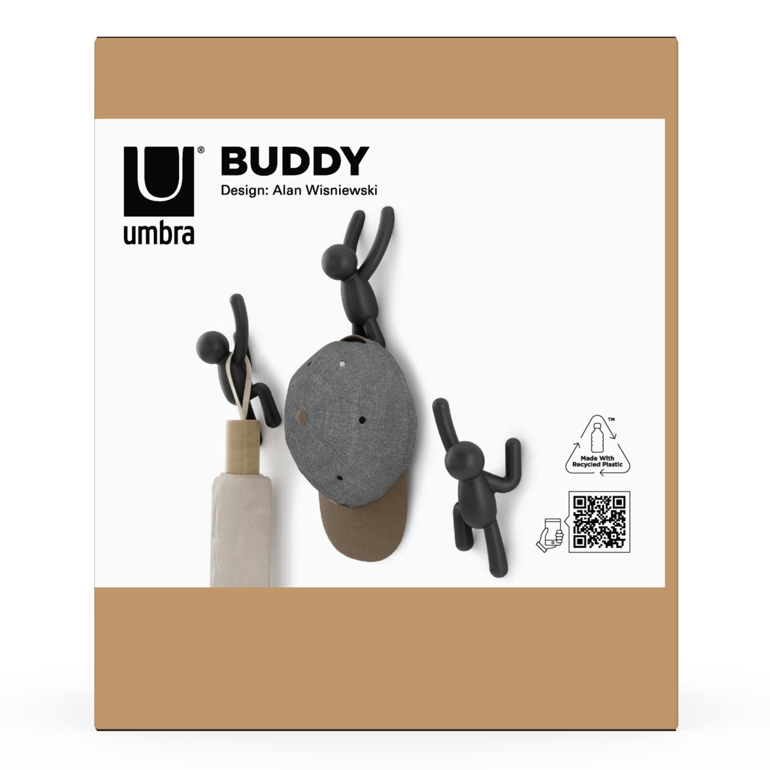 slide 1 of 1, Umbra Buddy Wall Hooks - Black, 3 ct
