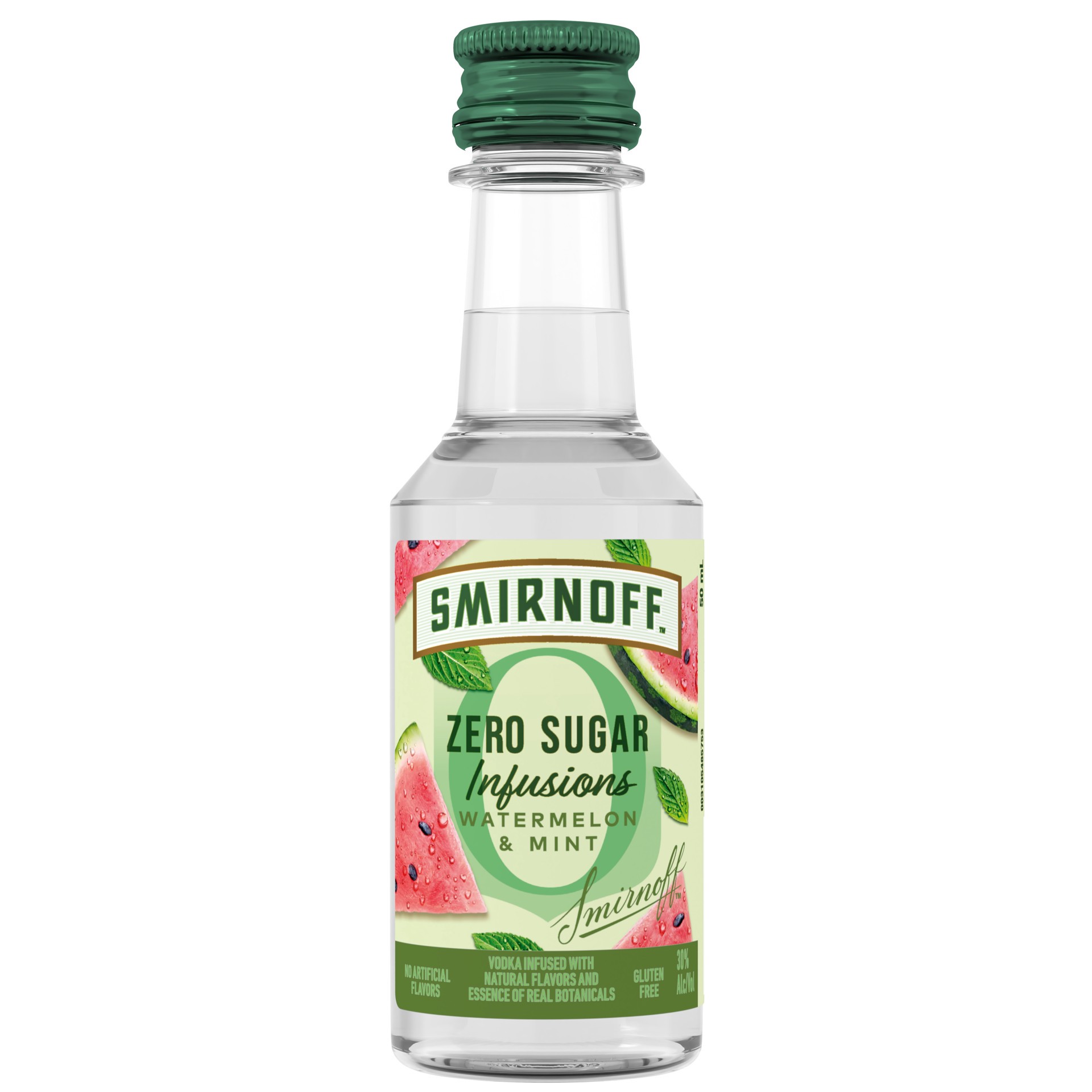 slide 1 of 3, Smirnoff Zero Sugar Infusions Watermelon & Mint (Vodka Infused with Natural Flavors & Essence of Real Botanicals), 50 mL, 50 ml