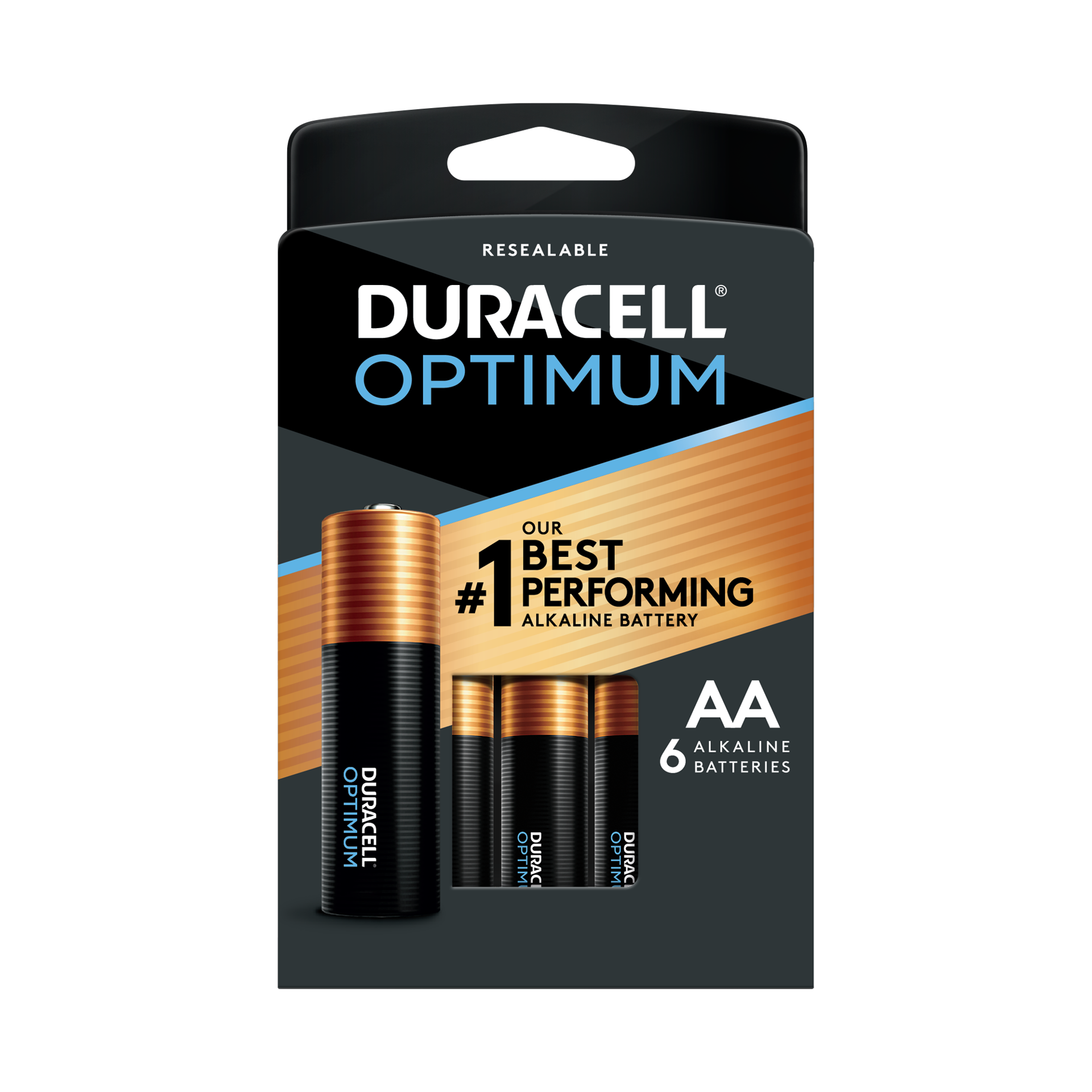 slide 1 of 9, Duracell Optimum Alkaline AA Batteries, 6 ct