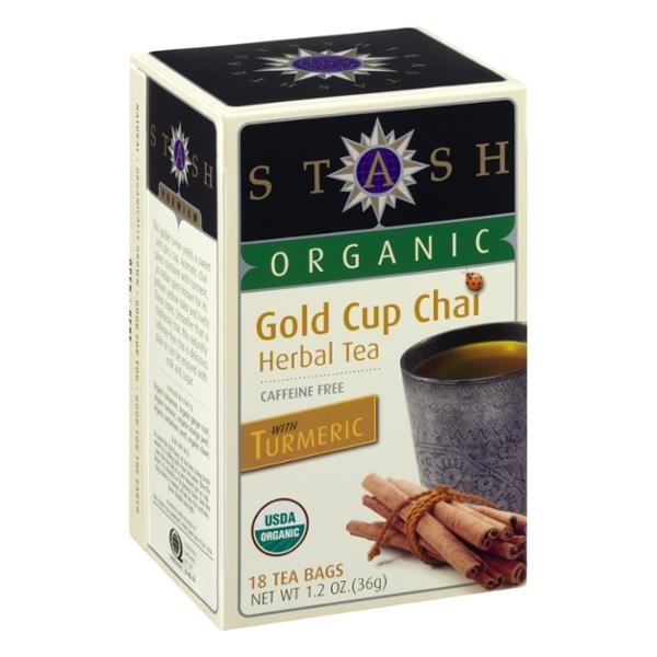 slide 1 of 1, Stash Organic Gold Cup Chai Herbal Tea Caffeine Free With Turmeric - 18 ct; 1.2 oz, 18 ct; 1.2 oz