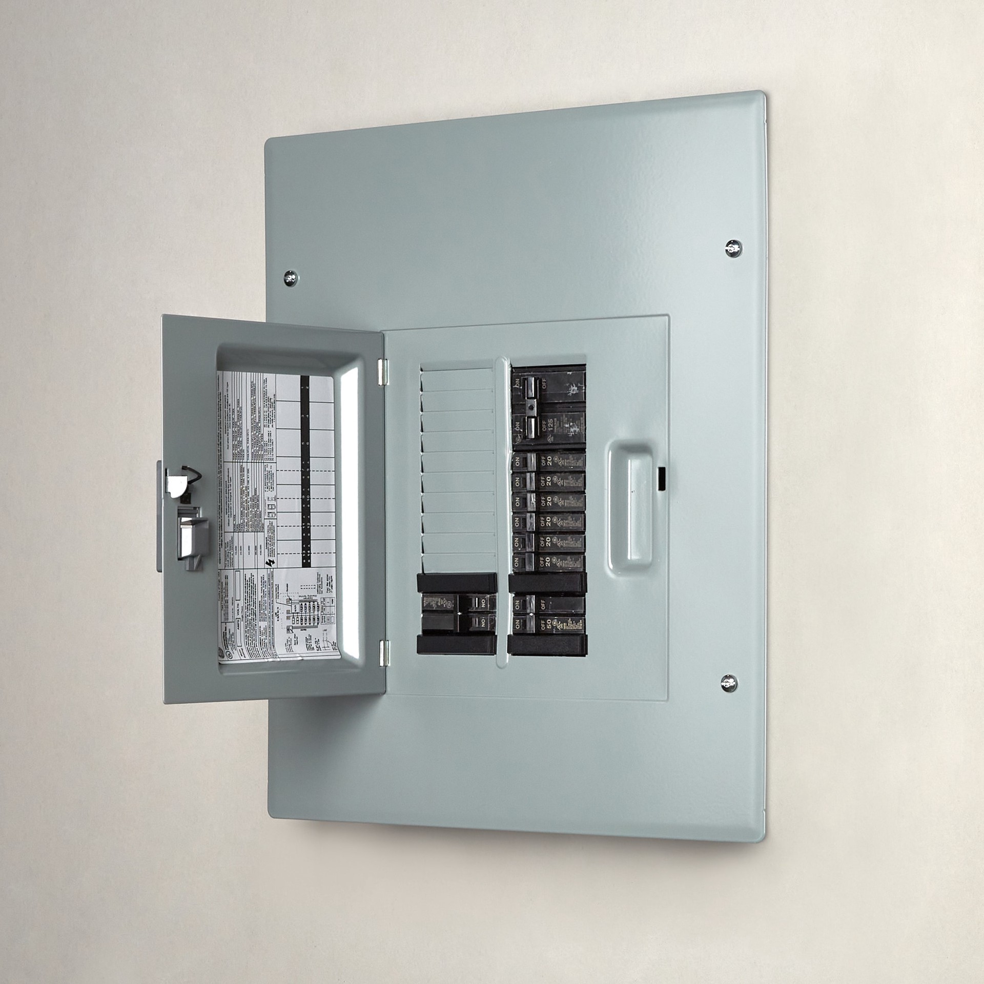 slide 3 of 6, GE PowerMark Gold 125 -Amp 12 -Spaces 22 -Circuit Indoor Main Breaker Load Center (Value Pack), 1 ct