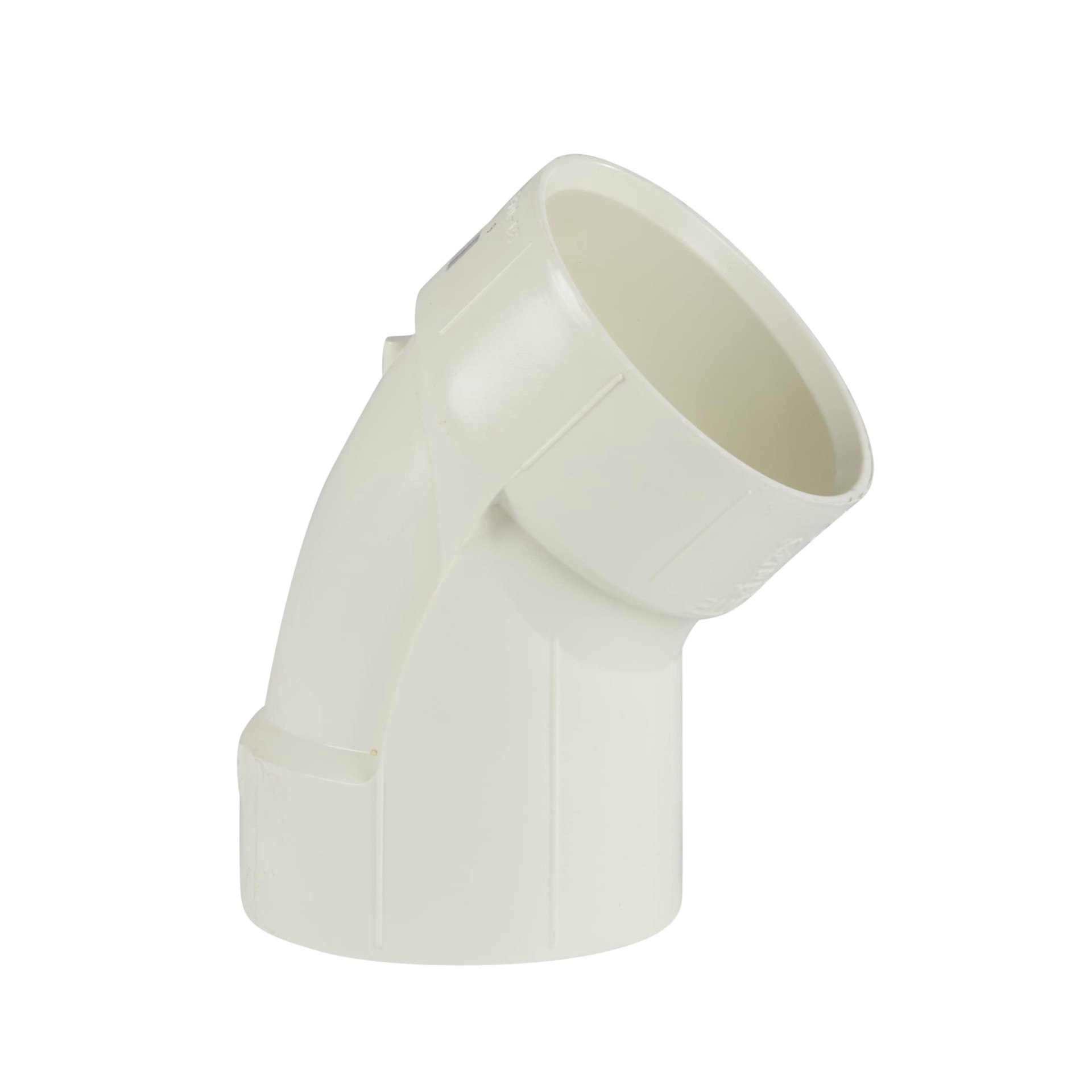 slide 3 of 6, Charlotte Pipe 3-in PVC DWV Hub x Hub 45 Degree Elbow for Sanitary Drain, Waste, and Vent Applications, 1 ct