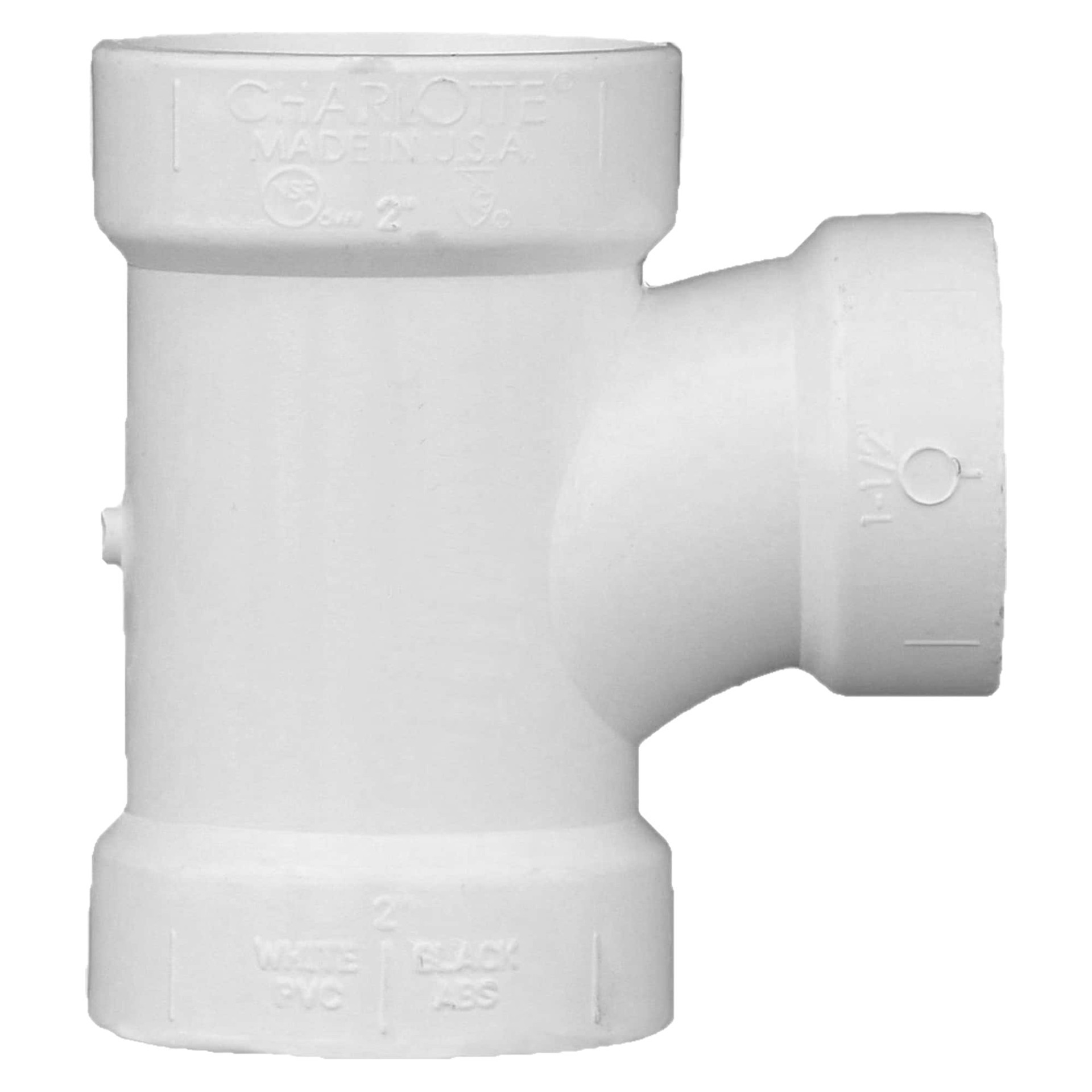 slide 5 of 6, Charlotte Pipe 2-in x 2-in x 1-1/2-in PVC DWV Reducing Sanitary Tee, 1 ct