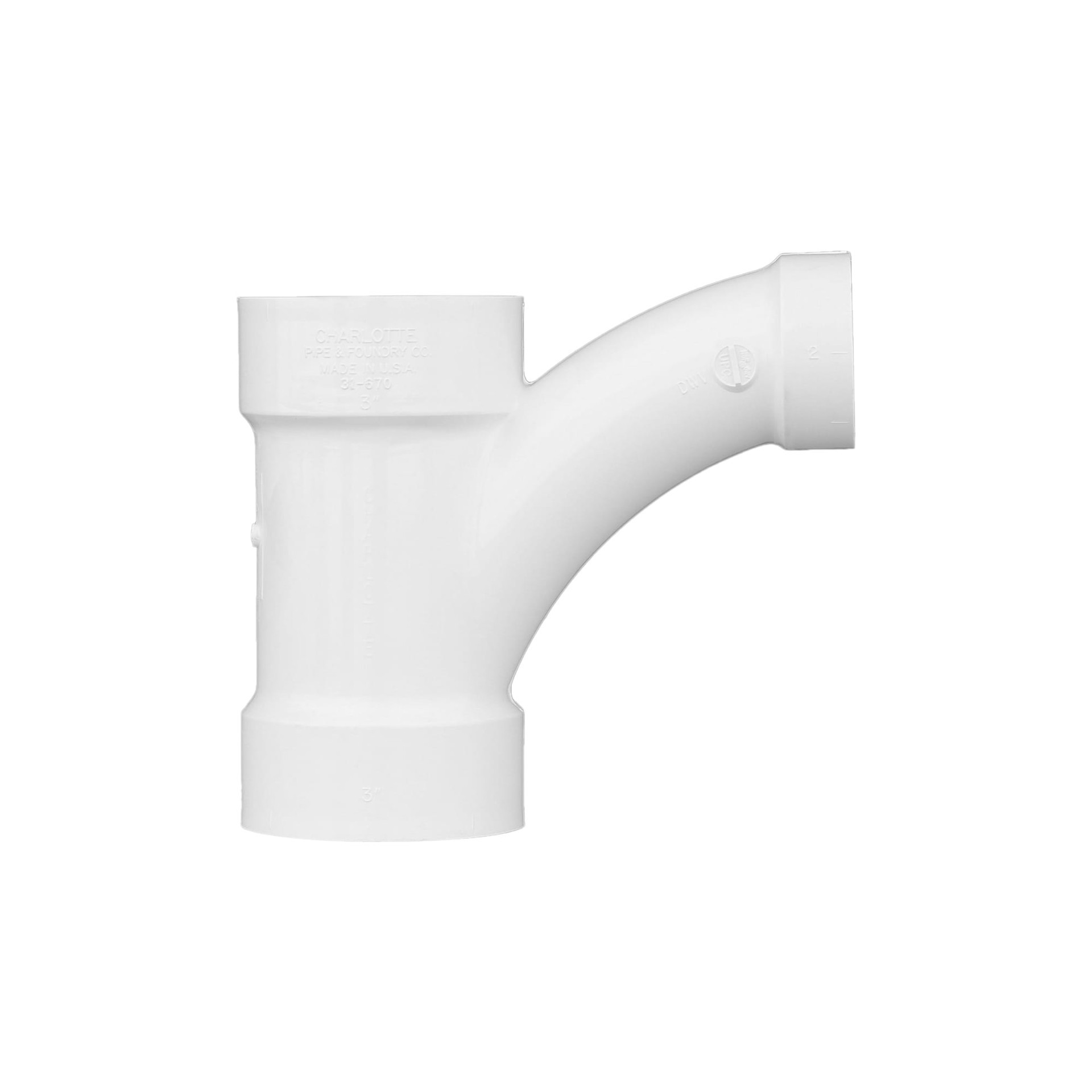 slide 4 of 6, Charlotte Pipe 3-in x 3-in x 2-in Degree PVC DWV Reducing Combo Wye, 1 ct