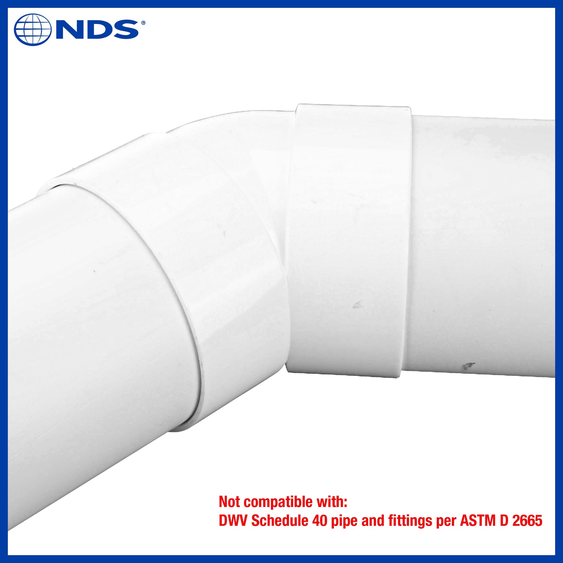 slide 5 of 6, NDS PVC Sewer and Drain 45 Degree Elbow, 4 in. Hub X Hub, 1 ct