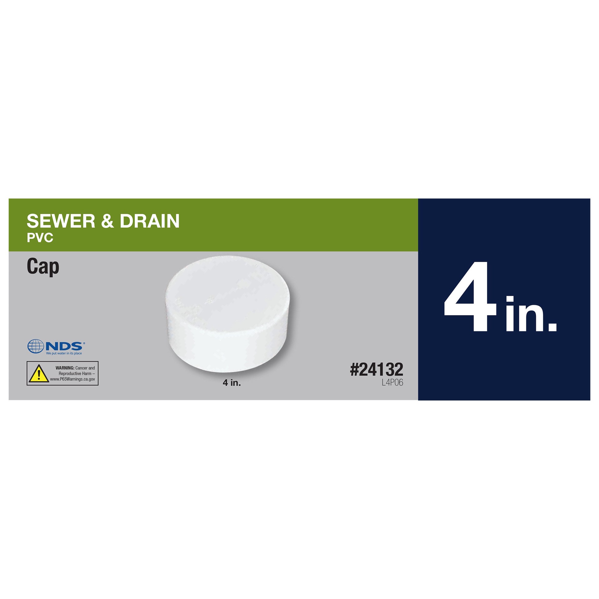 slide 2 of 6, NDS 4-in PVC Sewer and Drain Cap, 1 ct