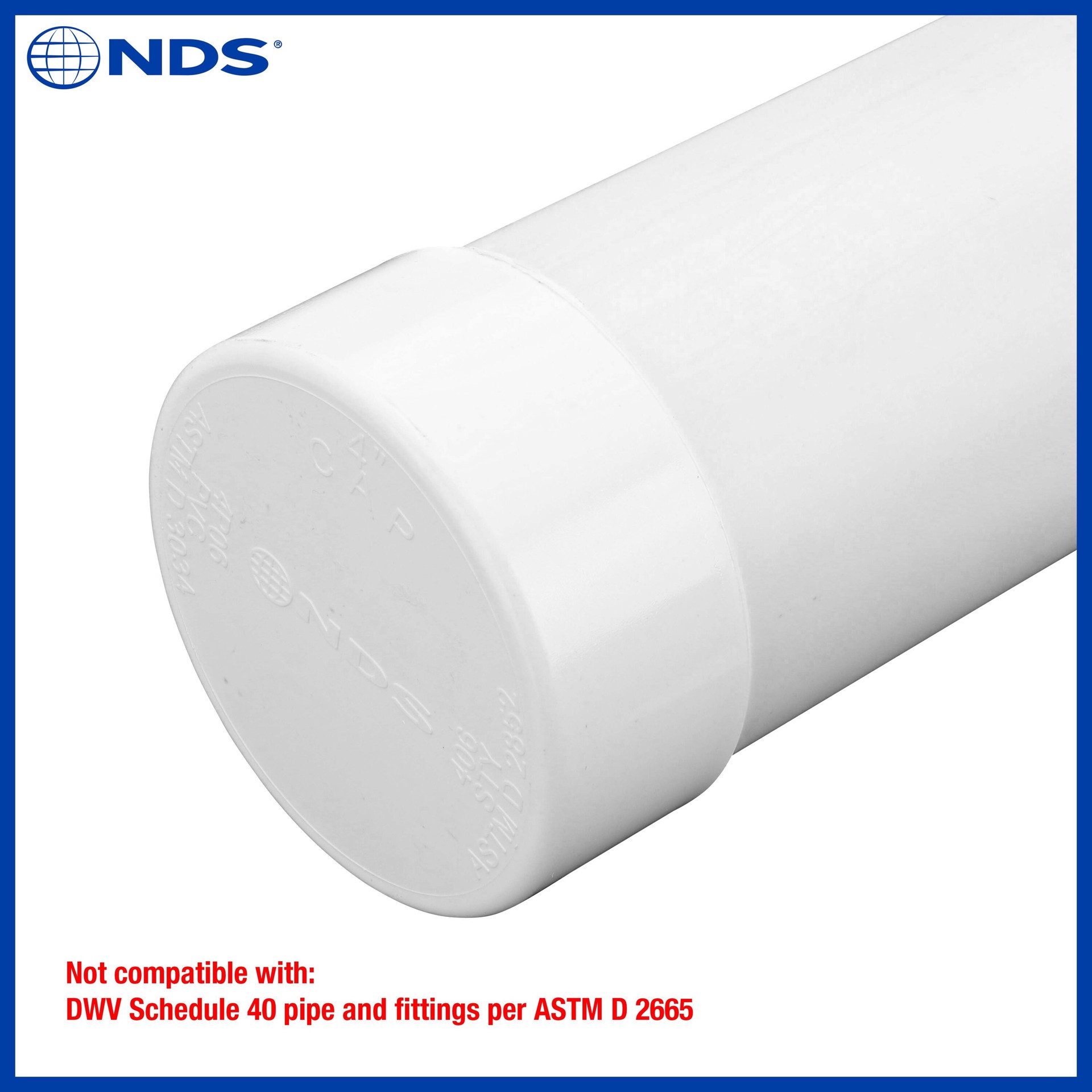 slide 4 of 6, NDS 4-in PVC Sewer and Drain Cap, 1 ct