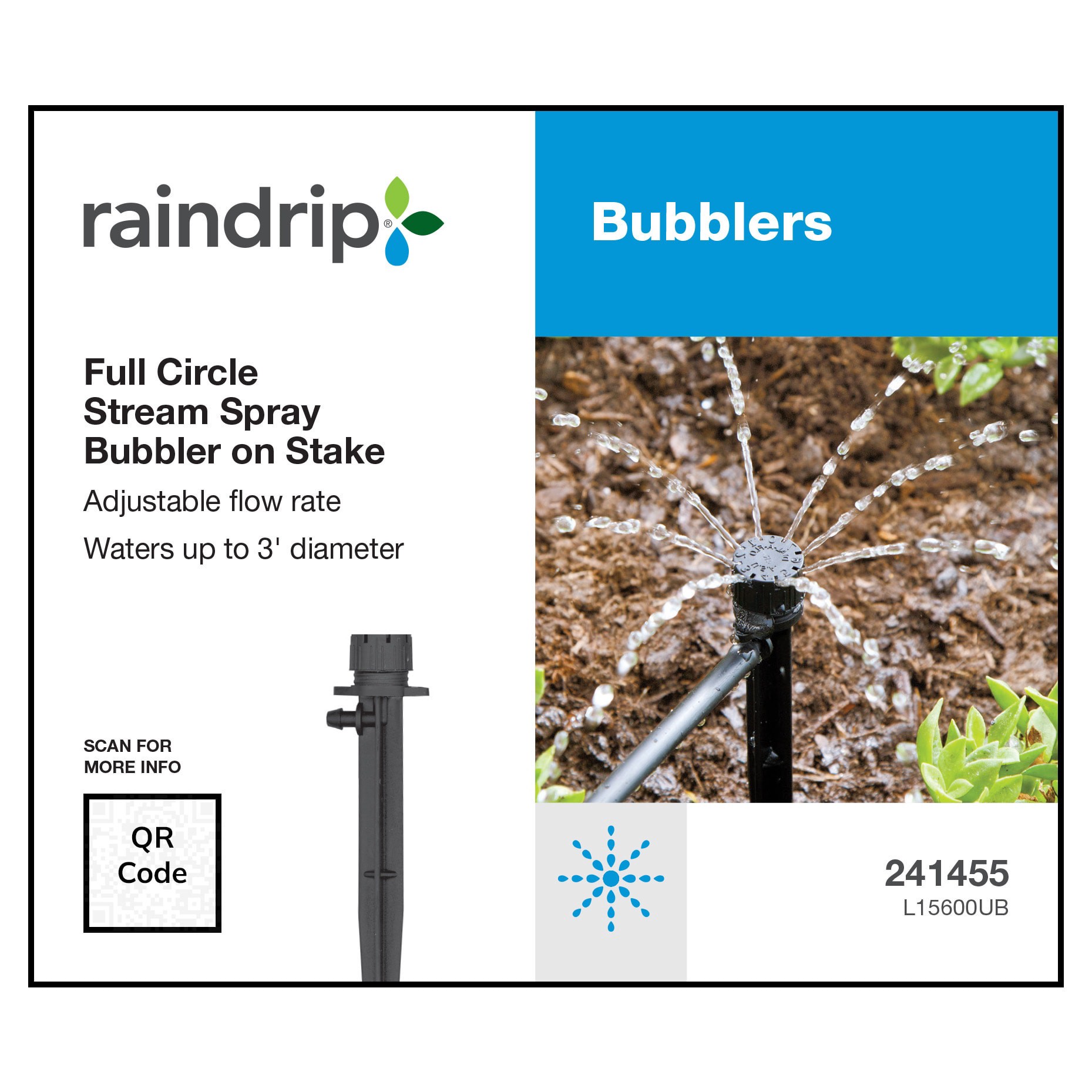 slide 6 of 6, Raindrip 11 GPH Full-circle Drip Irrigation Multi-Stream Dripper Stake, 1 ct