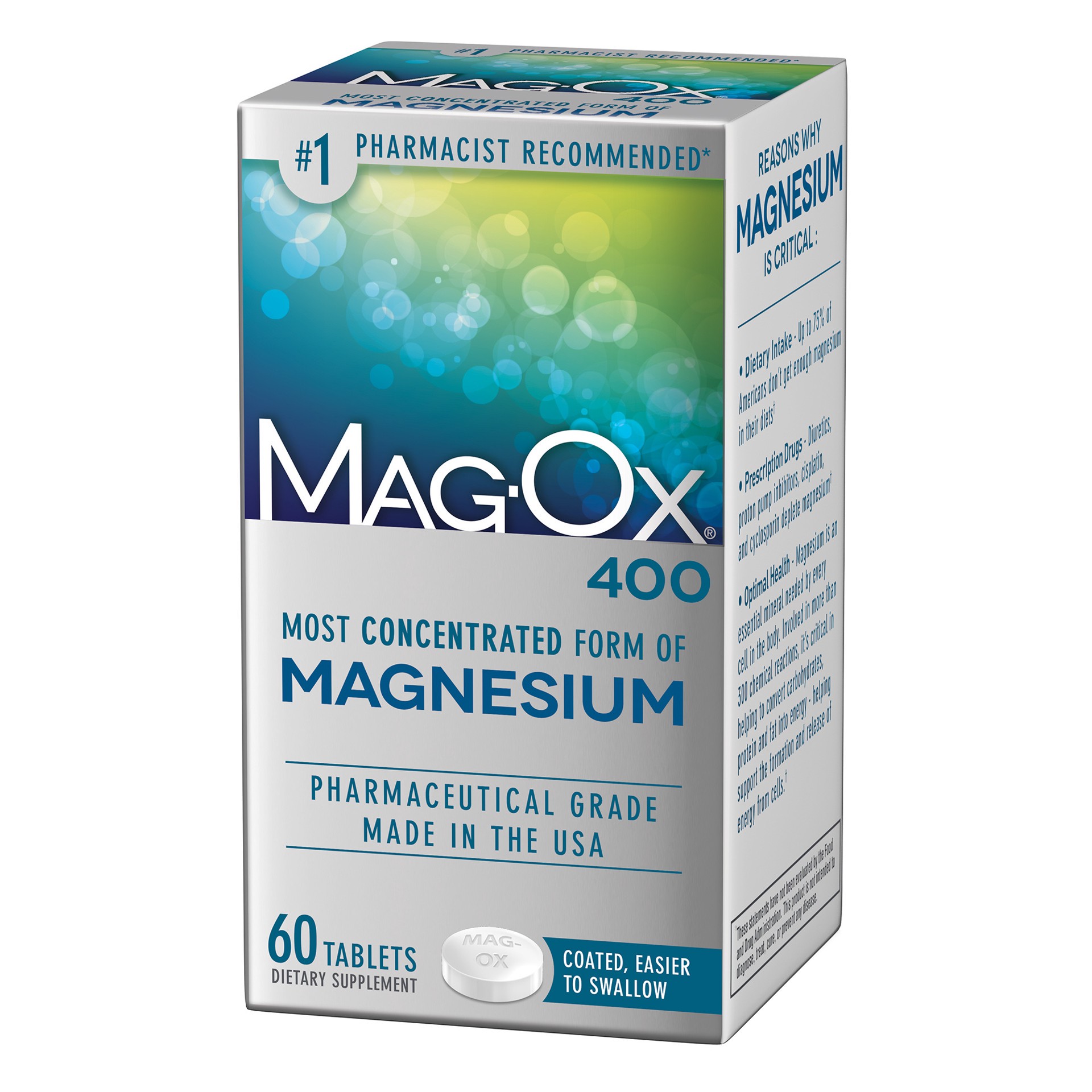 slide 1 of 7, Mag-Ox 400 Magnesium Mineral Dietary Supplement Tablets, 483 mg Magnesium Oxide, 60 Count, 60 ct