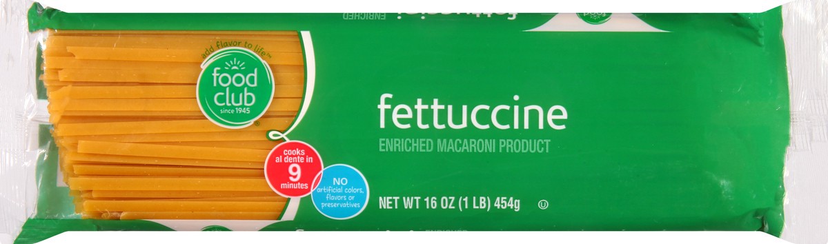 slide 9 of 10, Food Club Enriched Macaroni Product, Fettuccine, 16 oz