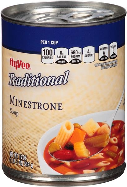 slide 1 of 1, Hy-Vee Traditional Minestrone Soup, 19 oz