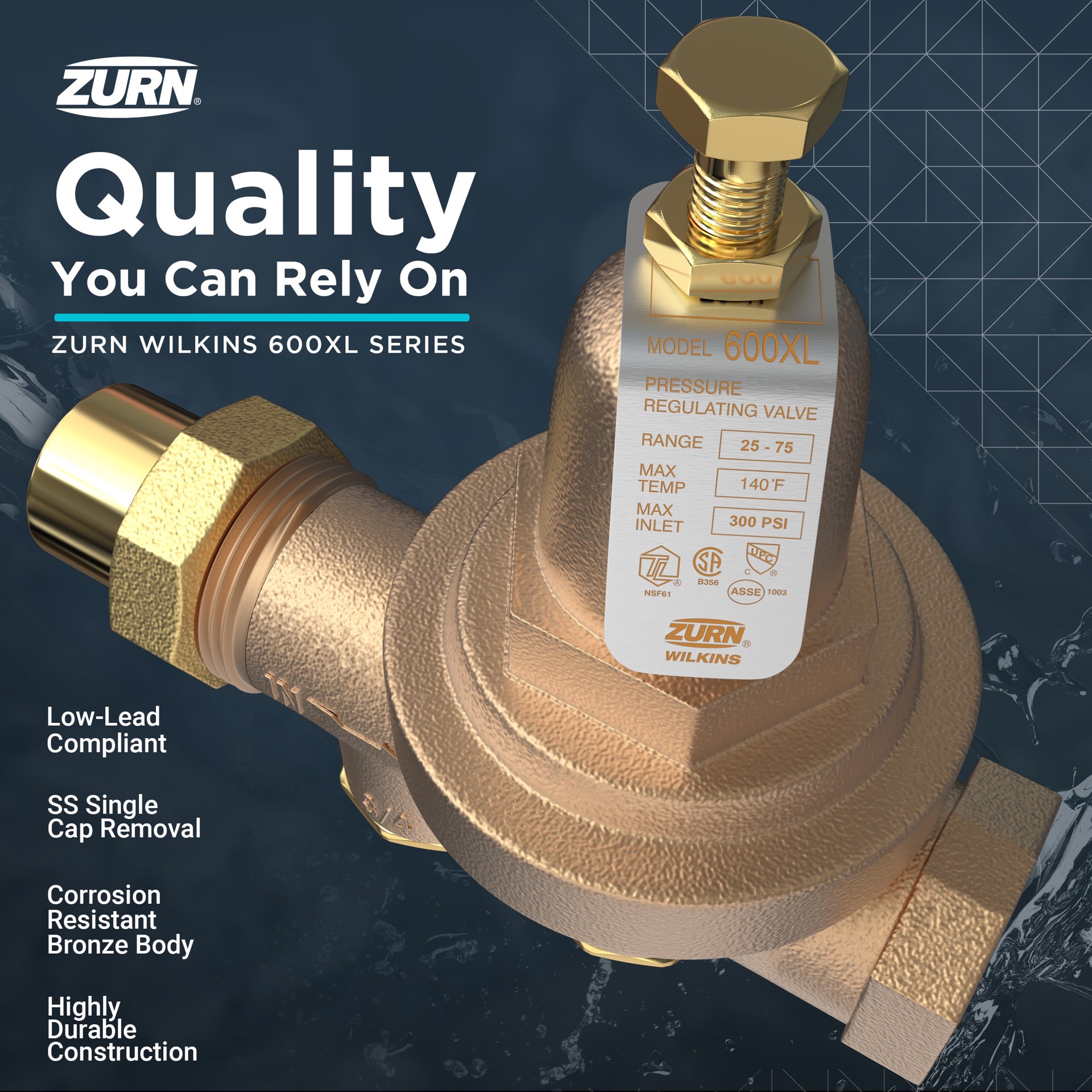 slide 4 of 6, Zurn Wilkins 1-in FNPT Bronze Pressure reducing valve, 1 ct