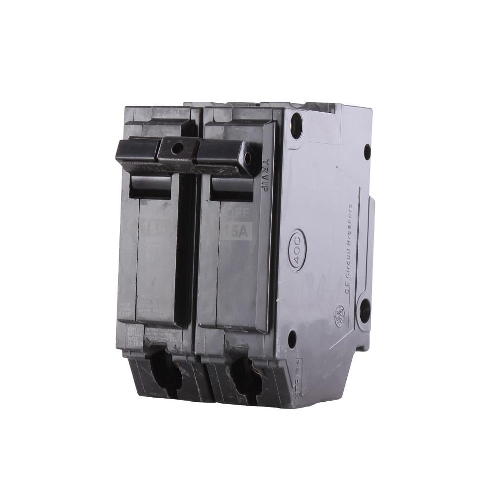 slide 4 of 6, GE 15-amp 2 -Pole Standard trip Circuit Breaker, 1 ct