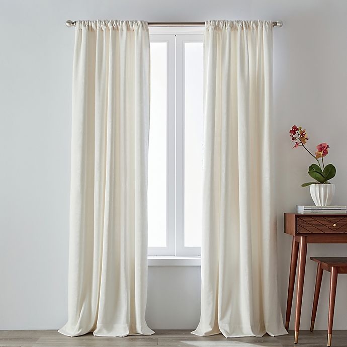 slide 1 of 1, O&O by Olivia & Oliver Velvet Rod Pocket Curtain Panel - Ivory, 108 in