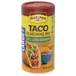 Old El Paso Taco Seasoning, 25% Less Sodium, Large Size, 6.25 oz.
