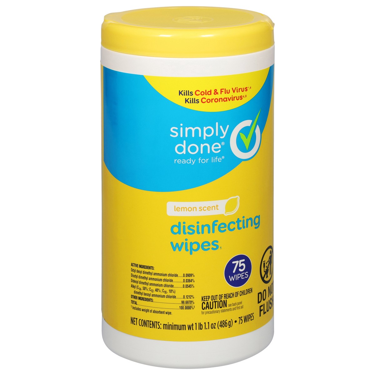 slide 6 of 9, Simply Done Disinfecting Wipes - Lemon Scent, 75 ct