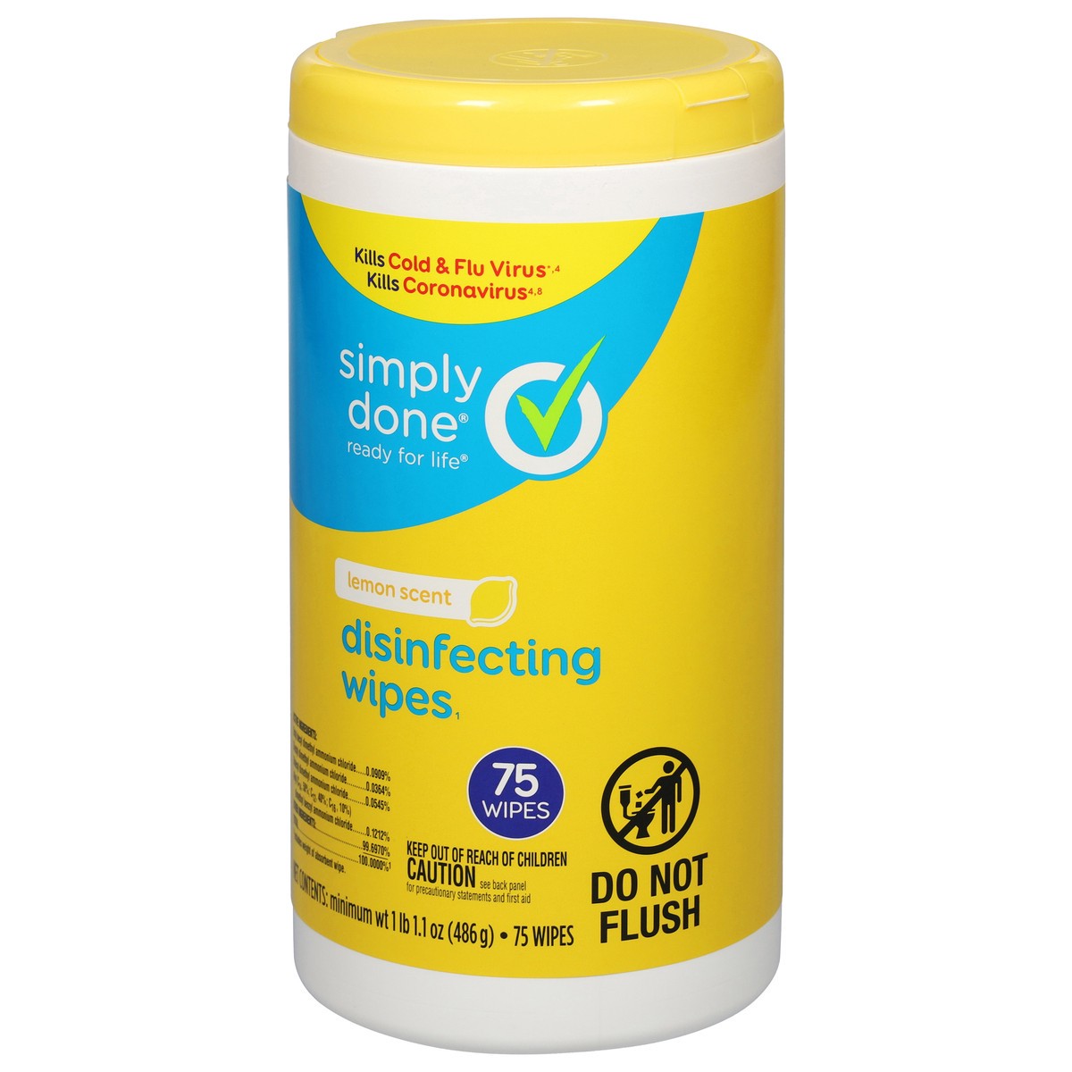 slide 8 of 9, Simply Done Disinfecting Wipes - Lemon Scent, 75 ct